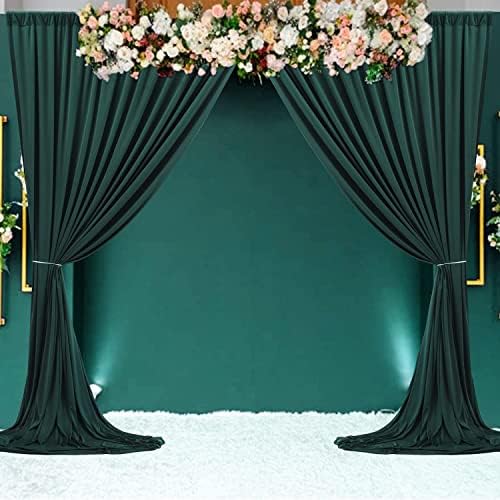 10 pés x 10 pés de painéis de cortina verde -pano de fundo verde e preto, cortinas de pano de fundo de poliéster, material de decoração para festas de casamento, suprimentos de decoração de festa de casamento