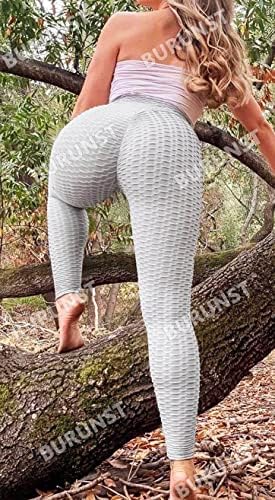 Calças de ioga de cintura alta de Burunst para mulheres controle de barriga Slimming Leggings Treino Executando o levantamento