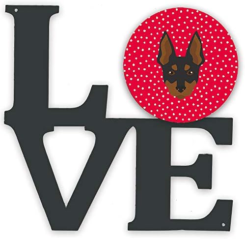 Tesouros de Caroline CK5198WALV Inglês Toy Terrier Love Metal Wall Artwork Love, Red,