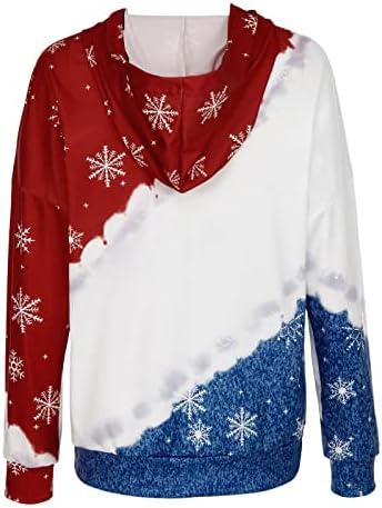 Camisa de flanela com capuz Mulheres de Natal de manga longa Moletom de inverno Tops de inverno feminino