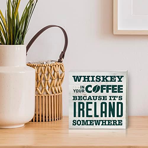 Café porque é a Irlanda em algum lugar da caixa de madeira placar decoração de casa rústica St. Patrick's Day's Cotação