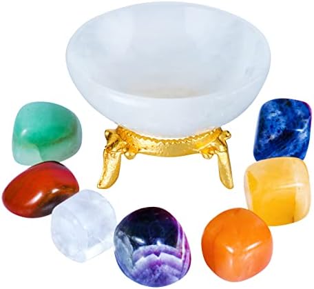 Fashionzaadi Clear Quartz Gemstone Bowl - bandeja de altar Plato - Carteira à mão Oferta de mancha de mancha - Acessórios de tigela