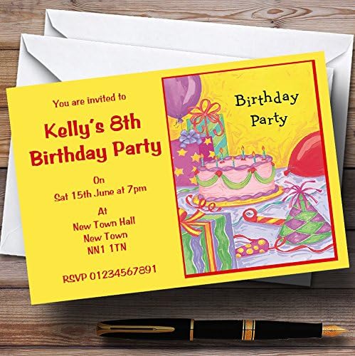 Balões de bolo amarelo convites de festa personalizados