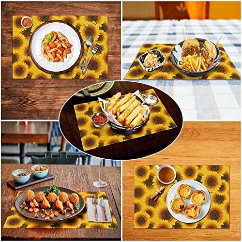 Tapa de mesa de girassol amarelo tapetes de mesa lavável Placemats Tonela de mesa Pad para mesa de jantar