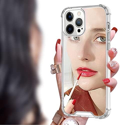 Cavdycidy para iPhone 13 Pro Max Mirror Case para mulheres, capa de telefone com espelho acrílico que pode ser usado