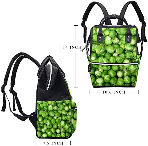 Mochila de viagem Guerotkr, bolsa de fraldas, bolsas de fraldas de mochila, padrão de alimentos vegetais verdes