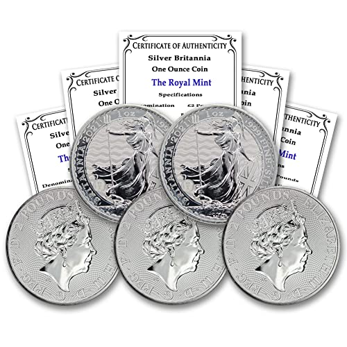 2021 lote de 1 oz prata britannia moedas brilhantes não circuladas com um certificado de autenticidade £ 2 Mint State