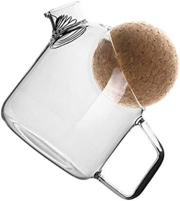 Doitool Coffee Chainim de vidro com chaleira de chaleira de chá com tampa de água transparente com tampo de cortiça para leite