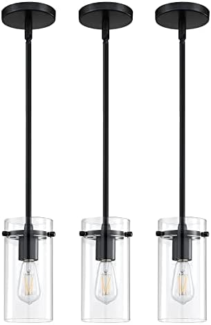 Iluminação Doraimy Modern Industrial 1 Luz 3 Pacote Mini Lâmpadas pendentes de barra de cozinha de cozinha pendurada com acabamento