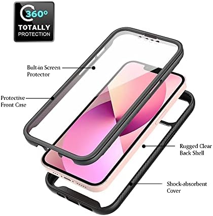 Capa de capa de telefone Caixa de proteção completa compatível com iPhone 13 Mini PC+Hard PC+Soft Silicone TPU 3in1