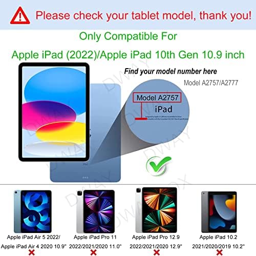 Caixa Dwaybox para Apple iPad 10th Gen/iPad 2022 10,9 polegadas, tampa traseira fosca Soft TPU, capa de proteção de origami fólio smart com fechamento magnético e stand -light azul