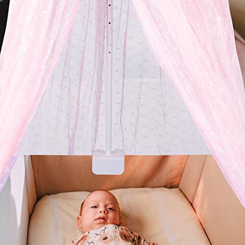 Canopy do berço do bebê Kisangel com suporte: copa de cama de bebê com clipe ajustável na tampa da cama de malha rosa para