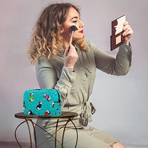 Tbouobt Makeup Bag Zipper Bolsa Travel Organizador Cosmético para Mulheres e Meninas, Pet Cartoon Dog