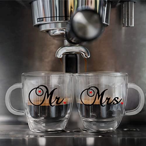 Bisyata MR e Sra. Gifts - Sr. e Sra. Espresso Cups 5.4oz - Presentes de casamento, presentes de casal, presentes de