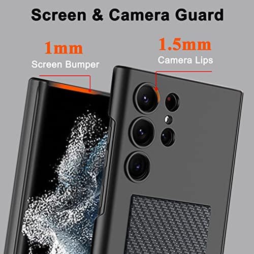Ninki compatível com fibra de carbono caso de pulseira para Samsung Galaxy S23 Caso Ultra com Homens de Kickstand, Caixa de capa de