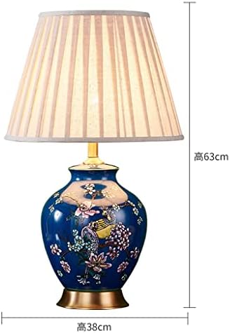 Zlxdp Romântico Blue Porcelain Ceramic Table Lamp para sala de estar de cabeceira de cabeceira mesa de cabeceira leve