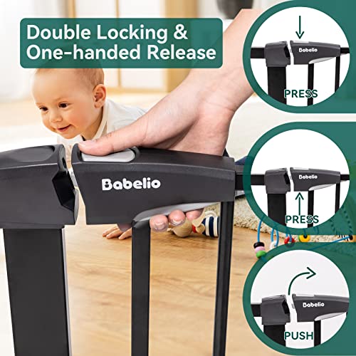 Babelio de 26-40 polegadas instalar fácil portão de bebê de metal montado em pressão larga extra, sem perfuração, sem