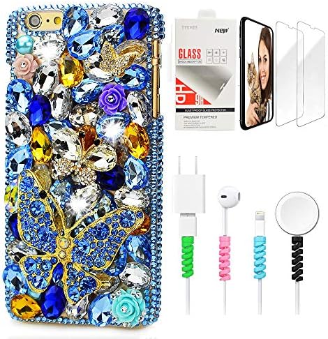 STENES Sparkle Phone Caixa Compatível com Sony Xperia 1 - Stylish - 3D Bling Butterfly Flowers Flowers Cover com protetor