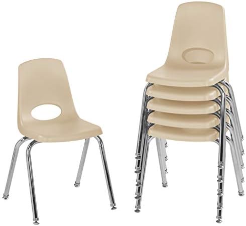 Factory Direct Partners 10363 14 Cadeira de pilha escolar, empilhando o assento do aluno com pernas de aço cromado e desliza