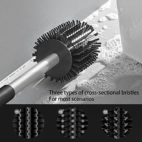 Brush de 2 em 1 de luxo com suporte, kit de escova de tigela de limpeza de banheiros de cerdas de silicone, escova de limpeza moderna