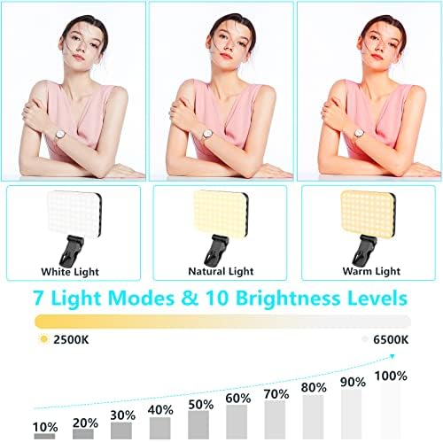 Anautin Selfie Light, 2200mAh Phone recarregável Phone preenche a luz 7 modos de luz, brilho de 10 níveis, CRI 97+, Luz de preenchimento