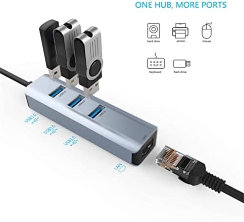 XDCHLK USB 3.0 Tipo C para Ethernet Adaptador de rede 1000 Mbps RJ45 USB-C 4 em 1 com 3 divisor USB 3.0 USB