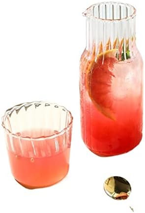 Vidro Avavofo com palha e tampa de vidro de vidro garrafa de água com copo de vidro Drina a cabeceira de cabeceira com copos