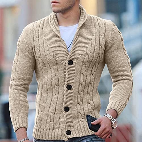 Ymosrh suéters cardigãs masculinos xale casual de manga longa suéter de tricô de botão sólido para homens