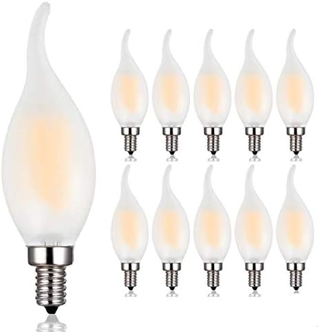 Lâmpada liderada por candelabros de zycylight, 60w Base de vela LED equivalente a 60W, lâmpadas de dobra de chama C35, lâmpada LED E12,