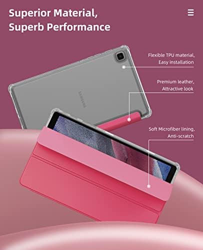 O caso Moko se encaixa no Samsung Galaxy Tab A7 Lite de 8,7 polegadas Sm-T225/T220/T227, caixa de suporte de trívolo inteligente leve e leve e leve com uma casca de traseira translúida translúida para Galaxy Tab A7 Lite, Watermenon Red