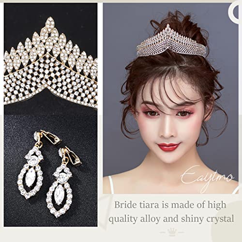 EAYTMO Coroa barroca e tiaras com breos de bandas de cabeça de cristal vintage Acessórios para cabelos de noiva Jóias de casamento Conjunto para mulheres e meninas