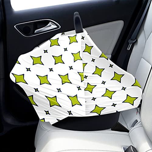 Tampa de assento de carro para bebês estrelas amarelas limão padrão capa de enfermagem brilhante capa de carrinho de cachecol para