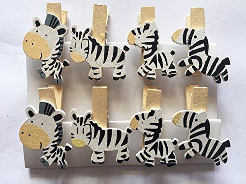 VPANG 40 PCS Mini Cartoon de madeira natural de madeira zebra prendedores fotográficos Cartão de papel Pin Pin Craft Clips
