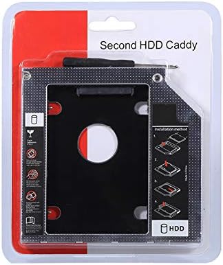Caddy da baía óptica do disco rígido Zyyini, 9,5 mm de alumínio Sata HDD SSD Disco rígido Disco rígido Caddy Adaptador de DVD, Suporte 2.5 HDDSATASATAII SDD disco rígido, para laptop