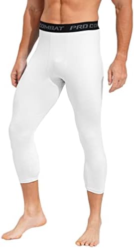 Fldy Men's Athletic 3/4 calças de compressão Tights Leggings Sports Base Base Base Bottoms Running Workout Calças