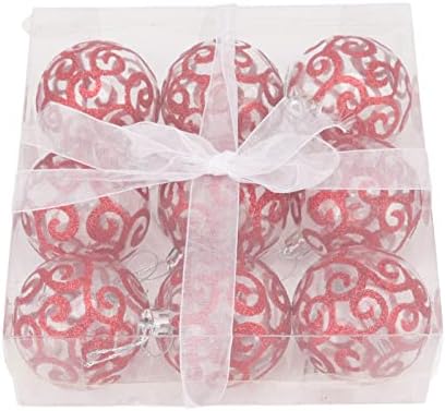 9pcs Ornamentos de bola de natal para decorações de Natal, bola de Natal de plástico transparente à prova de quebra com loop suspenso