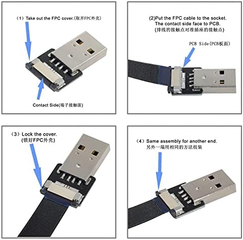 Nfhk up up angular USB 2.0 tipo A masculino para micro USB 5pin Dados masculinos Slim FPC Cabo para FPV & Disk & Telefone