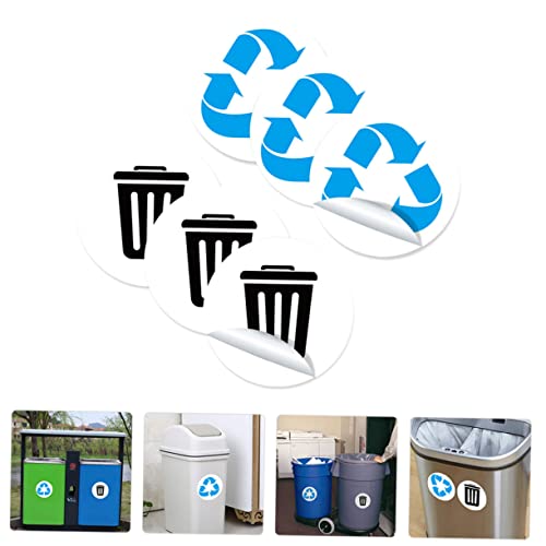 Aperitacx Classificação de lixo Rótulo de círculo adesivos de desperdício Decalques de lixo Lembrando adesivos adesivos de classificação de lixo desperdício decalques de triagem de lixo desperdício adesivos de recipiente PVC 1 conjunto 6 folhas