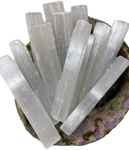 Bholi sage plus selenite Crystal wand bastes pacote de 4 polegadas de 3, bastões de selenita para cura de cristal, decoração e reiki