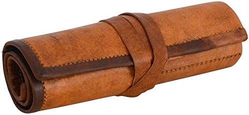 Material vintage de couro genuíno papelaria lápis roll capa artesanal de artes de artes de artes de artes de rolagem de rolos