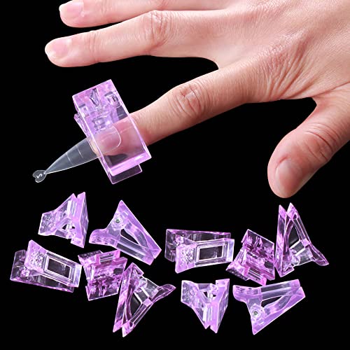 VNC 10 PCs Dicas de unhas Clip cor roxa para formas de unhas de polígio de construção rápida, clipes de ponta da unha para formas de extensão de unhas de políquete, grampos de construtores de LED UV, ferramenta de unhas de manicure diy manicure