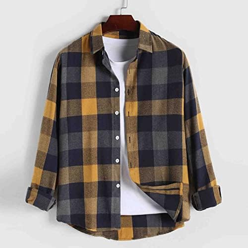 Camisas de botão de primavera masculinas camisas xadrezas xadrezas de flanela magro de manga longa de manga longa Moda de moda ocidental Homens