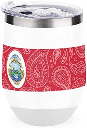 Paisley e Costa Rica bandeira caneca de café de 12 oz de aço inoxidável copo de copo com tampas design de presente de viagem