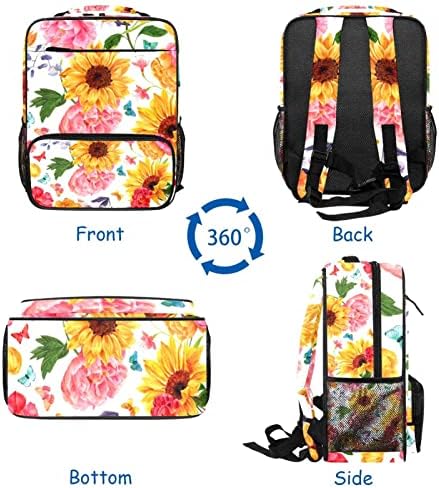 Mochila de viagem VBFOFBV, mochila de laptop para homens, mochila de moda, borboleta de flor amarela