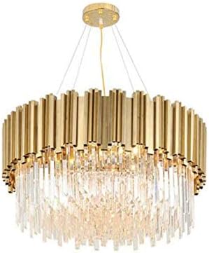 Lustres fãs, lustre de cristal moderno K9 lustre pendurado luminária de luminária de ouro para a sala de jantar banheiro sala de estar/bronze/55 * 35cm