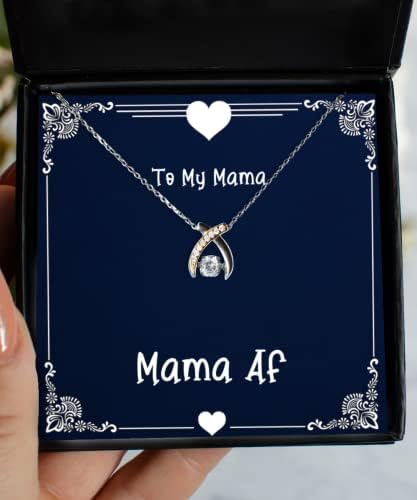 Krumfortable Living Inspire Mama Wishbone Dancing Necklace, Mama AF, Gifts for Mom, presente da filha, para mamãe