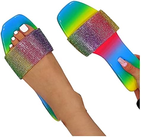 Sapateiros de verão Sapatos de verão Slides de moda Multicolor Casual Flipes planos sandálias de cristal feminino para mulheres