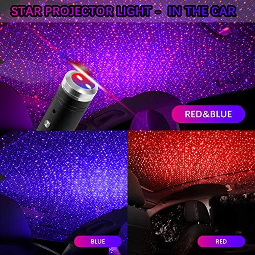 Aevdor USB Star Light Sound ativado, 3 cores + 9 modos funcionais, luz interior do teto do carro, decorações de luz noturna USB românticas para teto de festa de carro em casa, plug and play