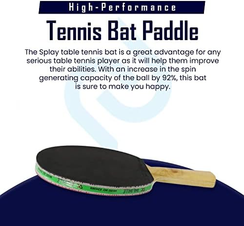 Tênis de tênis de espalhamento morcego; Hot Shot Tennis Patdle com estojo de transporte completo. Profissional Match de alto desempenho Ping Pong Bats com velocidade da bola - 90%, spin - 92%e controle -96%, acabamento de madeira fina
