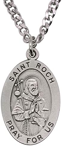 Medalha Saint Católica | Saint Roch, Saint Genesius, ou Medalha Cruzada de Quatro Vias | Grande presente cristão para a Primeira Comunhão ou confirmação | Acessório religioso